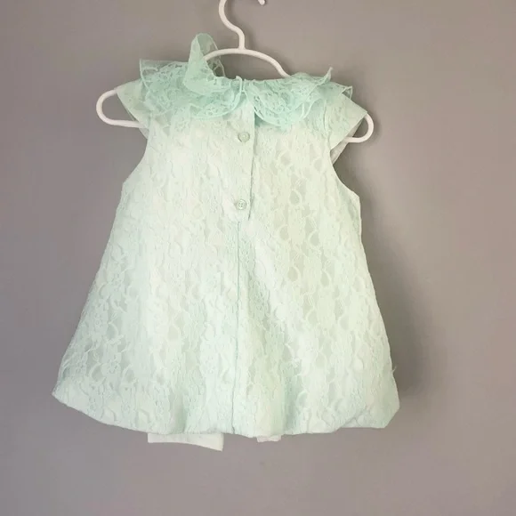 Marmellata 2 Pc Girls Mint Green Lace Tunic Top Dress and Leggings - Picture 5 of 5